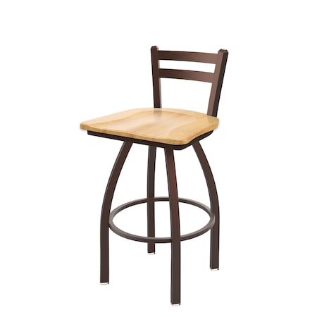 Holland Bar Stool Co 30" Low Back Swivel Bar Stool, Bronze Finish, Nat Maple Seat 41130BZNatMpl